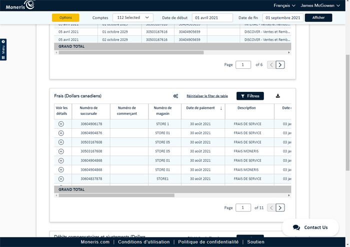 The Fees section of the Bank Reconciliation report displays details about fees associated with processing transactions and conducting business. 